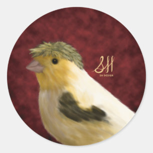Crested Canary Ronde Sticker