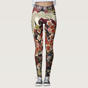 Crested Crane Blossom Leggings