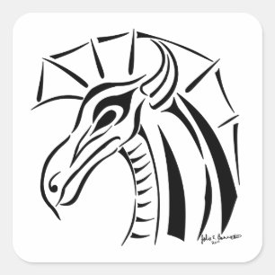 Crested Dragon Sticker Square