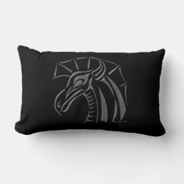 Crested Dragon (zilver) Lumbar Pillow Kussen