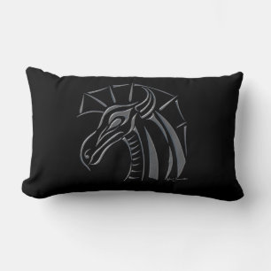 Crested Dragon (zilver) Lumbar Pillow Kussen