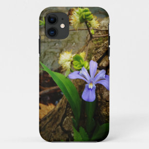 Crested Dwarf Iris blue paarse witte bloem iPhone 11 Hoesje