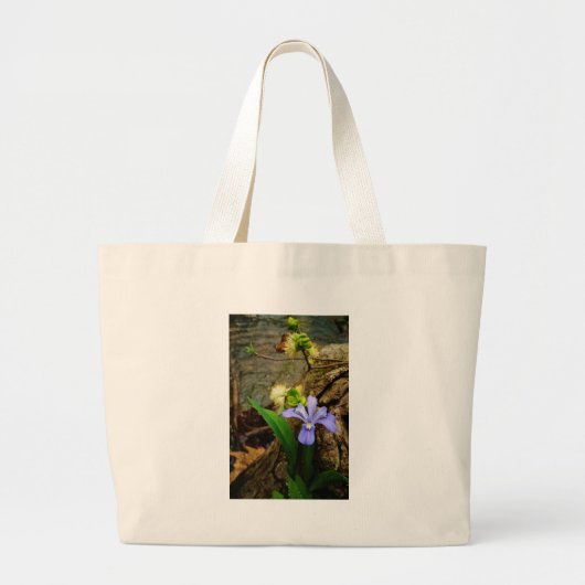 Crested Dwarf Iris blue paarse witte bloem Grote Tote Bag (Voorkant)