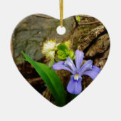 Crested Dwarf Iris blue paarse witte bloem Keramisch Ornament (Voorkant)