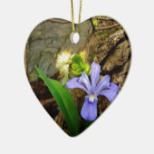 Crested Dwarf Iris blue paarse witte bloem Keramisch Ornament (Links)