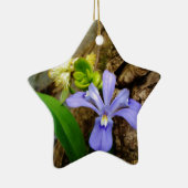 Crested Dwarf Iris blue paarse witte bloem Keramisch Ornament (Rechts)