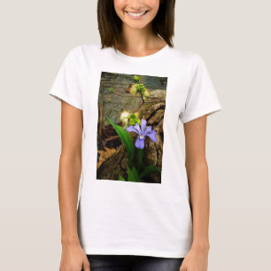 Crested Dwarf Iris blue paarse witte bloem T-shirt