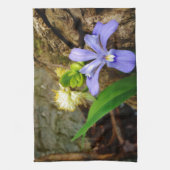 Crested Dwarf Iris blue paarse witte bloem Theedoek (Verticaal)