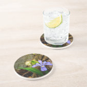 Crested Dwarf Iris blue paarse witte bloem Zandsteen Onderzetter (Zijkant)