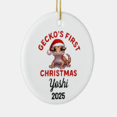 Crested Gecko First Christmas 2025 Keramisch Ornament (Rechts)