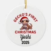 Crested Gecko First Christmas 2025 Keramisch Ornament (Voorkant)