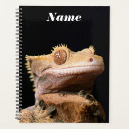 Crested Gecko hagedis op zwart Planner