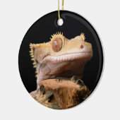Crested Gecko Lizard op Black Ceramic Ornament (Links)