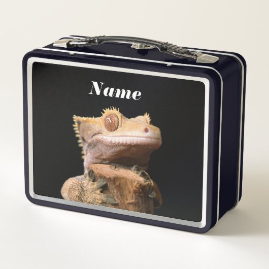 Crested Gecko Lizard op zwart (Achterkant)