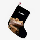 Crested Gecko Lizard op zwart Kleine Kerstsok (Voorkant (Hangend))