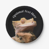 Crested Gecko Lizard op zwart Papieren Bordje (Voorkant)