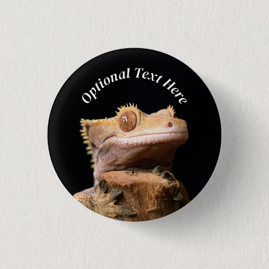 Crested Gecko Lizard op zwart Ronde Button 3,2 Cm (Voorkant)