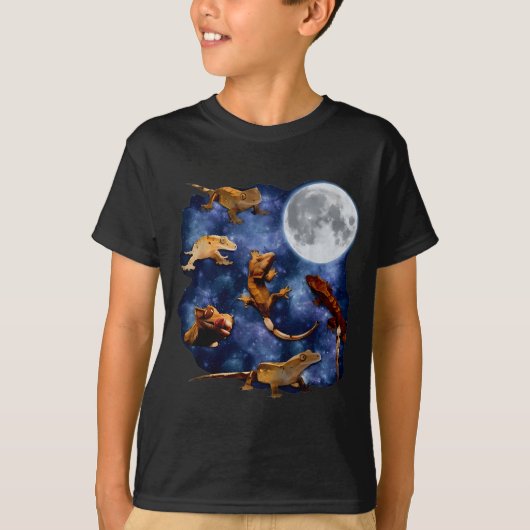 Crested Gecko Moon Retro Reptile Mom Dad Breeder L T-shirt (Voorkant)