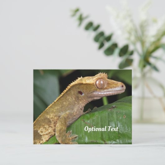 Crested Gecko op een blad Briefkaart (Staand voorkant)