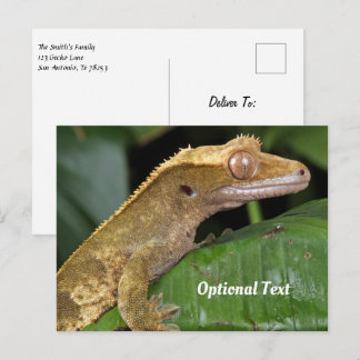 Crested Gecko op een blad Briefkaart