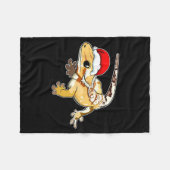 Crested Gecko Santa Hat Christmas Pajama Lizard Re Fleece Deken (Voorkant (Horizontaal))