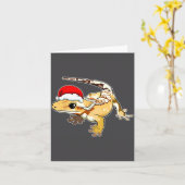 Crested Gecko Santa Hat Christmas Pajama Lizard Re Kaart (Gele Bloem)