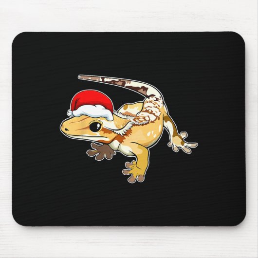 Crested Gecko Santa Hat Christmas Pajama Lizard Re Muismat (Voorkant)
