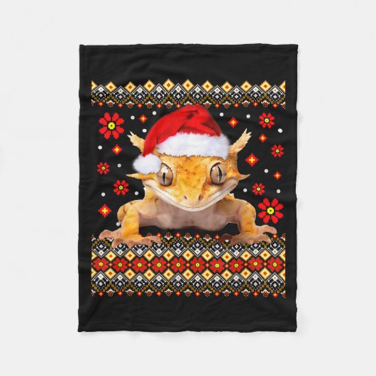 Crested Gecko Ugly Christmas Sweater Fleece Deken (Voorkant)