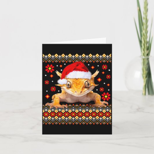 Crested Gecko Ugly Christmas Sweater  Kaart (Voorkant)