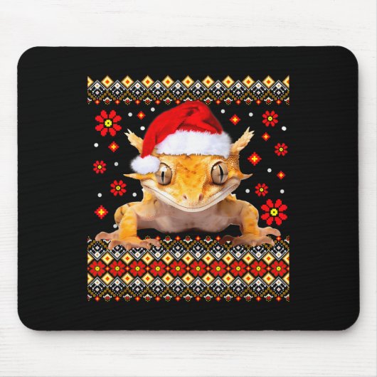 Crested Gecko Ugly Christmas Sweater Muismat (Voorkant)