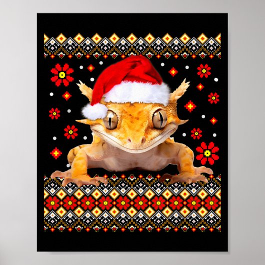 Crested Gecko Ugly Christmas Sweater Poster (Voorkant)