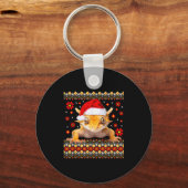 Crested Gecko Ugly Christmas Sweater Sleutelhanger (Voorkant)