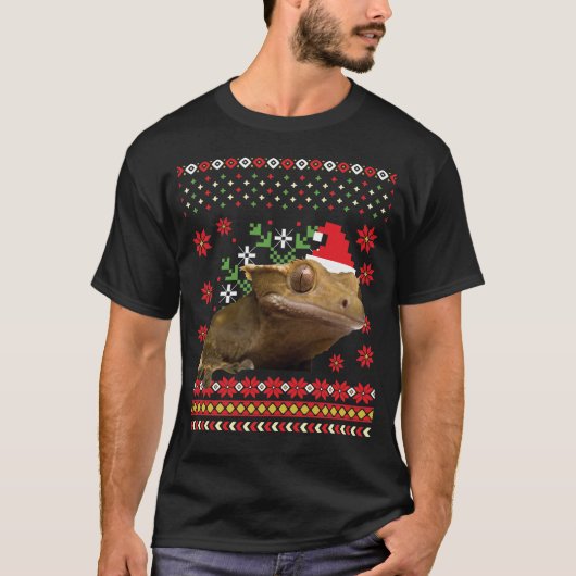Crested Gecko Ugly KerstSweater T-shirt (Voorkant)
