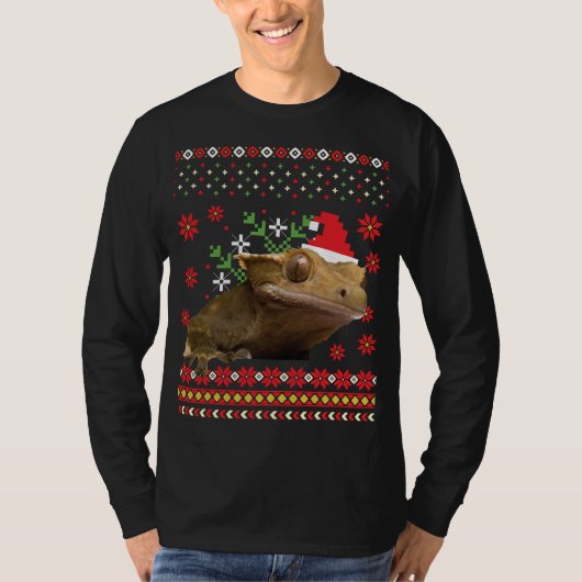 Crested Gecko Ugly KerstSweater T-shirt (Voorkant)