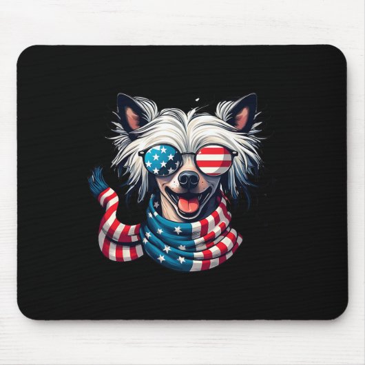 Crested Lover Amerikaanse vlag 4 juli Patriottisch Muismat (Voorkant)