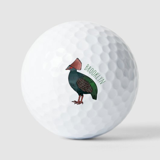 Crested partridge bird cartoon illustration golfballen (Voorkant)