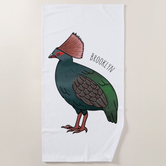 Crested partridge bird cartoon illustration strandlaken (Voorkant)