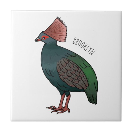 Crested partridge bird cartoon illustration tegeltje (Voorkant)