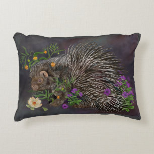 Crested Porcupine Bouquet Natuur Art Accent Kussen