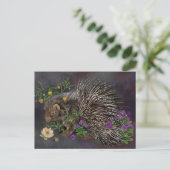 Crested Porcupine Bouquet Natuur Art Briefkaart (Staand voorkant)