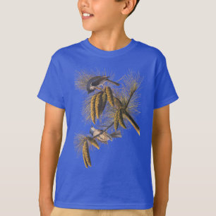 Crested Titmouse Audubon Birds met Pinecones T-shirt