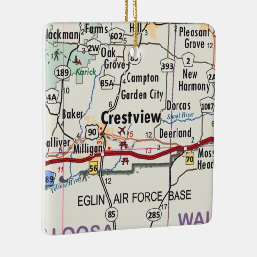 Crestview Florida Map Keramisch Ornament (Rechts)