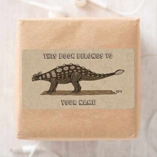 Cretacous Dinosaur Ankylosaurus Bookplate Etiket (Insitu)