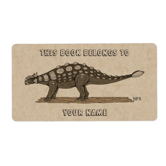 Cretacous Dinosaur Ankylosaurus Bookplate Etiket (Voorkant)