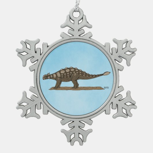 Cretacous Dinosaur Ankylosaurus Tin Sneeuwvlok Ornament (Voorkant)