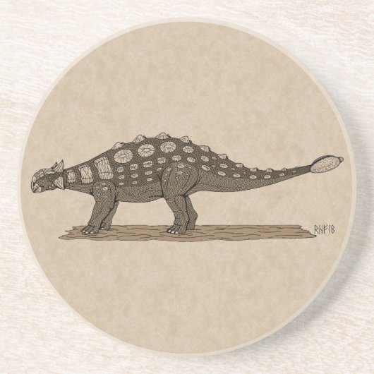 Cretacous Dinosaur Ankylosaurus Zandsteen Onderzetter (Voorkant)