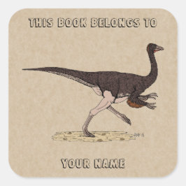 Cretacous Dinosaur Ornithomimus Bookplaat Vierkante Sticker