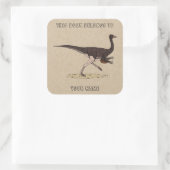 Cretacous Dinosaur Ornithomimus Bookplaat Vierkante Sticker (Tas)