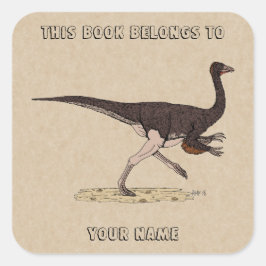 Cretacous Dinosaur Ornithomimus Bookplaat Vierkante Sticker
