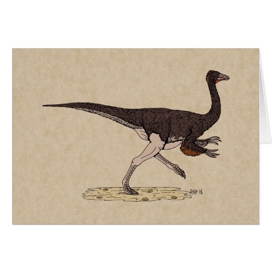 Cretacous Dinosaur Ornithomimus Card (Voorkant Horizontaal)
